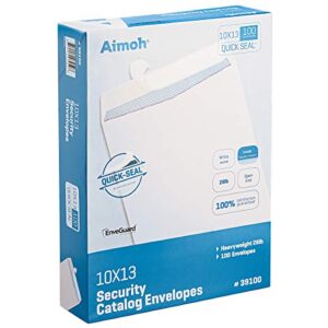 100 10 x 13 self-seal security white catalog envelopes – 28lb, 100 count, security tinted, ultra strong quick-seal, 10×13 inch (39100)