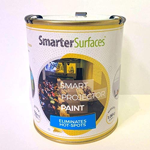 Smarter Surfaces Short Throw Projector Screen Paint White 48.4ft²/32.63floz | 4K Ultra HD Projectable Wall Paint Make a Projection Screen On A Wall | Viewing Angle 140° (Gain Value 1.0)