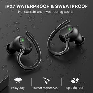 Wireless Earbud, Sports Bluetooth 5.3 Headphones, Bluetooth Earbud with Mic Deep Bass, in Ear Wireless Earphones Noise Cancelling Headphones, Ear Buds with Earhooks IP7 Waterproof 48H for Running