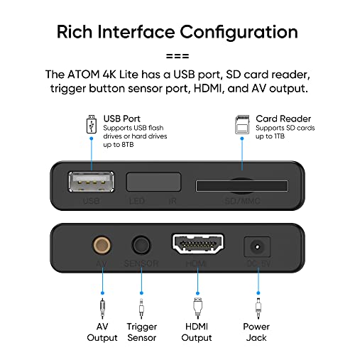 NEUMI Atom 4K Lite Ultra-HD Digital Media Player for USB Drives and SD Cards - Plays 4K/UHD Videos, HEVC/H.265, HDMI and Analog AV, Automatic Playback, Looping, Trigger Capability