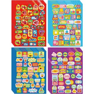 750 pcs scented motivational stickers scratch sweet scent stickers sniff fruit food reward stickers for school classroom supplies teachers student awards incentives (dessert scents, classic style)