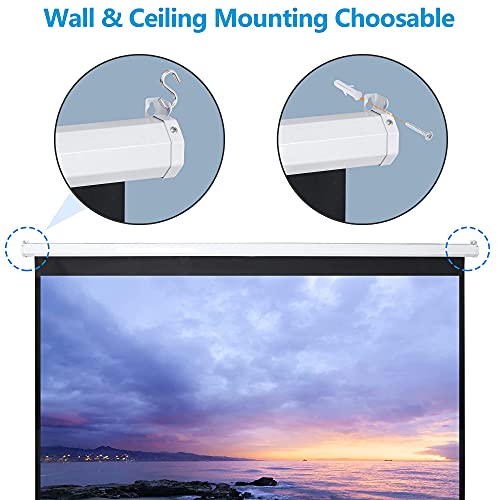 ZENY Portable Projector Screen Manual Pull Down 120 Inch 1:1 Hanging Projection Screen 4K Indoor Outdoor Movies Screen for Home Theater Office Video Game