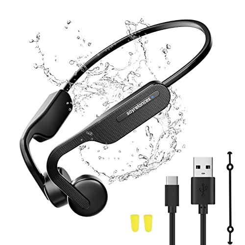 sayrelances Bone Conduction Headphones, Open-Ear Bluetooth Sport Headphones, Built-in Mic Wireless Earphone for Workout Hiking Running Driving Cycling Fitness Walking