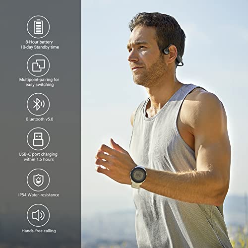 sayrelances Bone Conduction Headphones, Open-Ear Bluetooth Sport Headphones, Built-in Mic Wireless Earphone for Workout Hiking Running Driving Cycling Fitness Walking