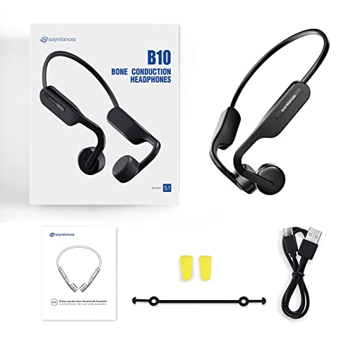 sayrelances Bone Conduction Headphones, Open-Ear Bluetooth Sport Headphones, Built-in Mic Wireless Earphone for Workout Hiking Running Driving Cycling Fitness Walking