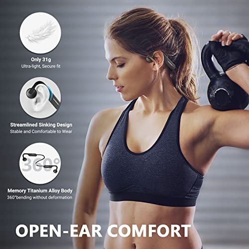 sayrelances Bone Conduction Headphones, Open-Ear Bluetooth Sport Headphones, Built-in Mic Wireless Earphone for Workout Hiking Running Driving Cycling Fitness Walking