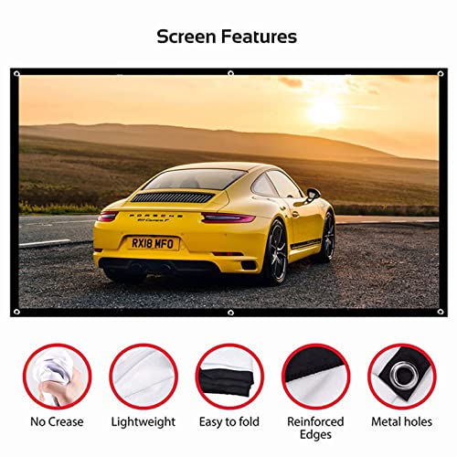 Fiico Anti Light Projector Screen 120 Inch,16:9 Foldable Anti-Crease Outdoor Projector Screen,Increasing The Thickness Outdoor Movie Screen for Home, Party, Office, Classroom, Outdoor