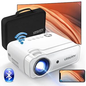 portable projector with wifi and bluetooth, 5g wifi native 1080p 9800l ussunny outdoor projector 4k supported, 300″ mini movie projector with carry bag, for hdmi*2, usb, laptop, ios & android phone