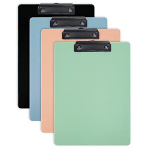 ysenchan plastic clipboards (set of 4), multiple color clip board with metal clip, clip boards for doctor, nurse, teacher, student, clerk