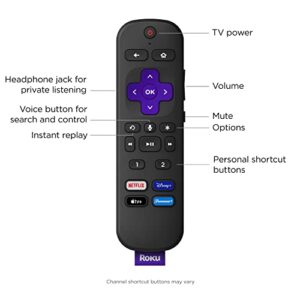 Roku Streambar Pro | 4K/HD/HDR Streaming Media Player & Cinematic Sound, All In One, Roku Voice Remote with Headphone Jack for Private Listening, Personal Shortcut Buttons, and TV Controls (Renewed)