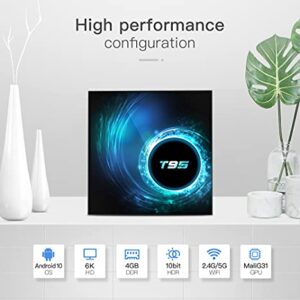 Android 10.0 TV Box, T95 Android Box 4GB RAM 32GB ROM Allwinner H616 Quad-core Smart Android TV Box 64bit, Support 2.4G/5.0G Dual WiFi 6K Utral HD / 3D / H.265 with Bluetooth 5.0