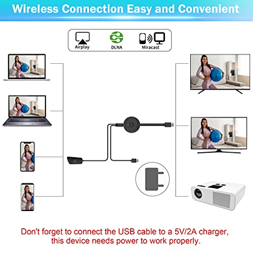 Wireless HDMI Dongle, 4K Wireless HDMI Adapter, WiFi HDMI Dongle, Video Mirror Screen Dongle from i-Phone, i-Pad, Android, PC, Tablet, Windows to HDTV/Monitor/Projector, Mira-cast, Airplay, DLNA