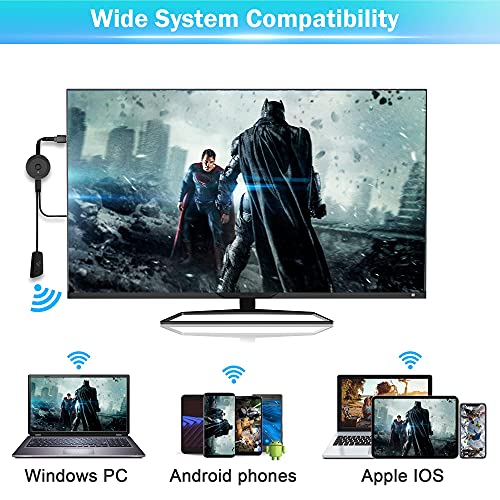 Wireless HDMI Dongle, 4K Wireless HDMI Adapter, WiFi HDMI Dongle, Video Mirror Screen Dongle from i-Phone, i-Pad, Android, PC, Tablet, Windows to HDTV/Monitor/Projector, Mira-cast, Airplay, DLNA