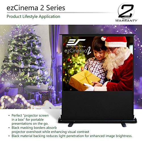 Elite Screens ezCinema 2, 52-inch 4:3,Portable Manual Floor Pull Up Scissor Backed Projector Screen, Home Theater Office Classroom Projection Carrying Bag, 2-YEAR WARRANTY US Based Company - F52XWV2