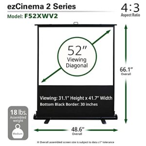 Elite Screens ezCinema 2, 52-inch 4:3,Portable Manual Floor Pull Up Scissor Backed Projector Screen, Home Theater Office Classroom Projection Carrying Bag, 2-YEAR WARRANTY US Based Company - F52XWV2