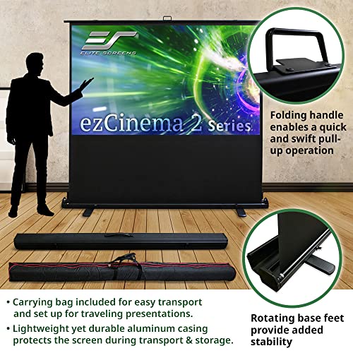 Elite Screens ezCinema 2, 52-inch 4:3,Portable Manual Floor Pull Up Scissor Backed Projector Screen, Home Theater Office Classroom Projection Carrying Bag, 2-YEAR WARRANTY US Based Company - F52XWV2