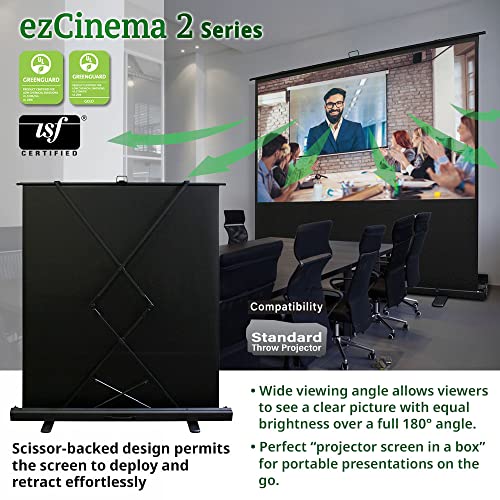 Elite Screens ezCinema 2, 52-inch 4:3,Portable Manual Floor Pull Up Scissor Backed Projector Screen, Home Theater Office Classroom Projection Carrying Bag, 2-YEAR WARRANTY US Based Company - F52XWV2