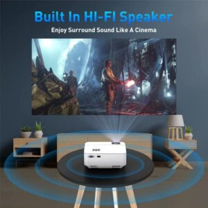 HAPPRUN Projector, Portable Projector with WiFi, 2023 Upgraded 1080P FHD Supported Outdoor Movie Projector, Home Theater Movie Projector Compatible with HDMI, Fire Stick, USB, AV, PS5