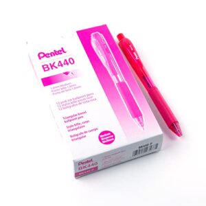 pentel wow! retractable ballpoint pens, medium line, pink ink, box of 12 (bk440-p)