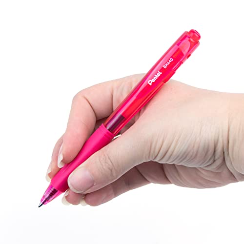 Pentel WOW! Retractable Ballpoint Pens, Medium Line, Pink Ink, Box of 12 (BK440-P)