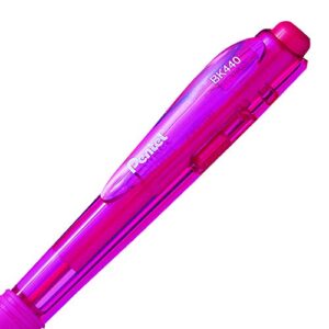 Pentel WOW! Retractable Ballpoint Pens, Medium Line, Pink Ink, Box of 12 (BK440-P)