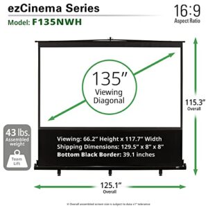 Elite Screens ezCinema Series, 135-INCH 16:9, Manual Pull Up Projector Screen, Movie Home Theater 8K / 4K Ultra HD 3D Ready, 2-YEAR WARRANTY, F135NWH