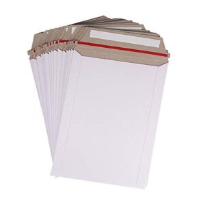 100 Pack 6X8 inch Self Seal Photo Document Mailers Stay Flat White Cardboard Envelopes White Photography Mailers for CD, Photos, Document by ZMYBCPACK