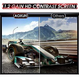 Aoxun 120" Motorized Projector Screen - Indoor and Outdoor Movies Screen 120 inch Electric 4:3 Projector Screen W/Remote Control