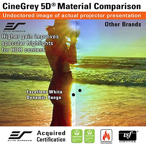 EliteProjector Aeon CineGrey 5D, 150" Diagonal 16:9, Edge Free Ceiling Light Rejecting and Ambient Light Rejecting Fixed Frame Projection Projector Screen for Movie Home Theater, EP-AR150DHD5