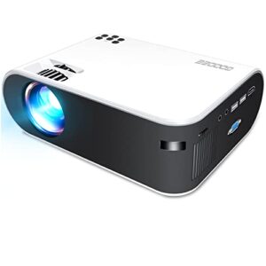 goodee projector, 2023 upgraded mini projector, 8500 l multimedia home theater video projector, compatible with full hd 1080p hdmi, usb, vga, av, smartphone, pad, tv box, laptop