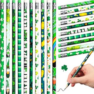 St Patrick's Day Pencils with Eraser Wood Shamrock Pencils Lucky Shamrock School Pencils Cute Green Pencils for St Patrick's Day Party Kids Awards Classic Holiday School Supplies (40)