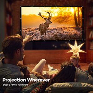 Projector Screen 120", OWLENZ 16:9 4K HD Movie Projector Screen Foldable Anti-Crease Portable Projector Screen for Home Theater Outdoor Indoor Support Double Sided Projection