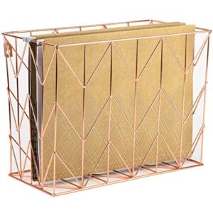 U Brands Hanging File Desk Organizer, Wire Metal, Copper/Rose Gold - 854U02-06