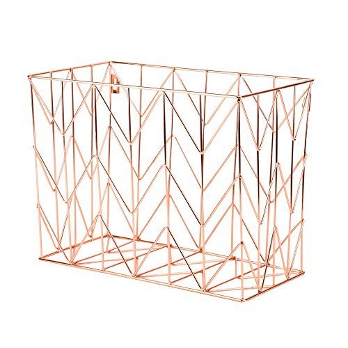 U Brands Hanging File Desk Organizer, Wire Metal, Copper/Rose Gold - 854U02-06