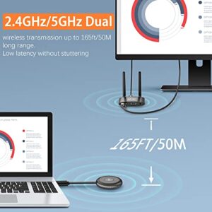 TIMBOOTECH Wireless HDMI Transmitter Receiver- 4K HDMI Wireless Transmitter Streaming 5G Video for PC, Cable Box, Camera, Phone to Monitor/Projector/HDTV, Support HDMI & VGA Dual Screens,165FT/50M