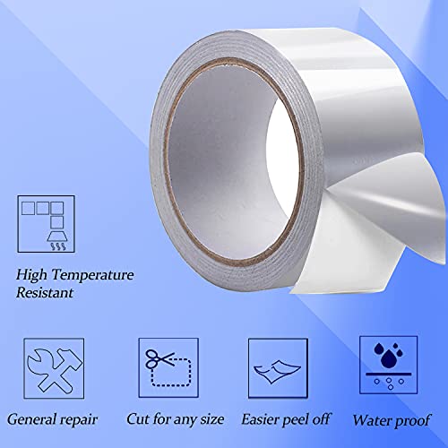 17yd Aluminum Foil Tape High Temperature 3.15 Mil Foil Professional Adhesive Aluminum Foil Tape for Dryer Vent, Ductwork, AC Unit, Furnace, Water Heater, 2 inchx17 yd