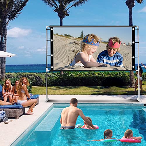 Projector Screen with Stand, Foldable Portable Movie Screen Outdoor Indoor Projection Screen for Home Theater Backyard Cinema Party Office Travel, 16:9 Rear Front Projections Movie Screen, 122 inch