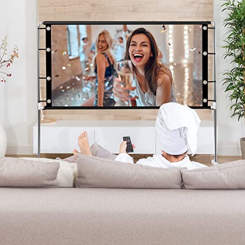 Projector Screen with Stand, Foldable Portable Movie Screen Outdoor Indoor Projection Screen for Home Theater Backyard Cinema Party Office Travel, 16:9 Rear Front Projections Movie Screen, 122 inch