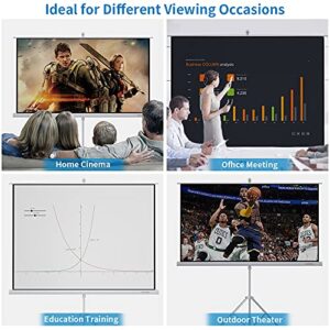 Projector Screen Portable Indoor Outdoor with Stand 4K Ultra HD Wide Viewing Angle 100 Inch 4:3 Wrinkle-Free Design Tripod Projection Screen Easy to Clean for Home Theater ,Office, School by CUETHOU