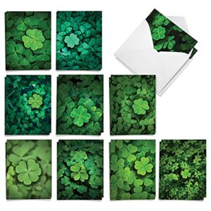 the best card company – 20 assorted boxed st. patrick’s day note cards, 2 each of 10 designs, with envelopes (4 x 5.12 inch) – lucky clovers am9079spg-b2x10