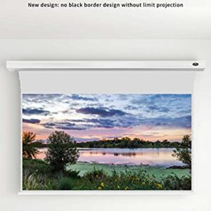 VIVIDSTORM-Slimline Motorized Tension Pull Down Screen Projector Perforated Transparent Acoustically All White Cinema,Compatible with Standard Projector,VMSLPWA120H