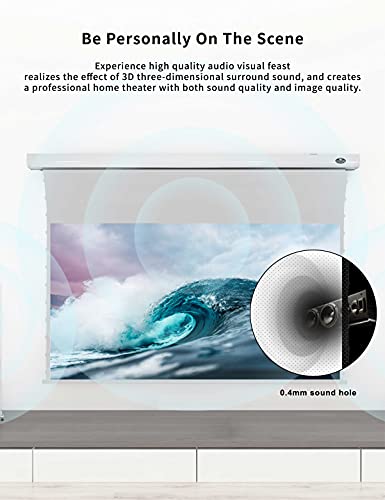 VIVIDSTORM-Slimline Motorized Tension Pull Down Screen Projector Perforated Transparent Acoustically All White Cinema,Compatible with Standard Projector,VMSLPWA120H