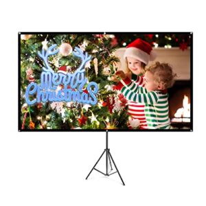 owlenz 100″ new upgrade pvc projector screen with tripod stand 16:9 4k hd anti crease portable projection screen for indoor outdoor movie nights film screen