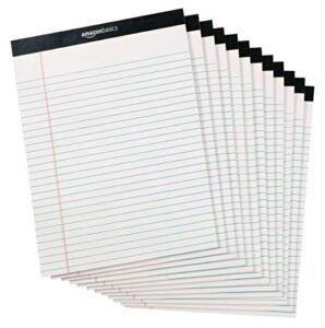 amazon basics wide ruled 8.5 x 11.75-inch lined writing note pads – 12-pack (50-sheet), white