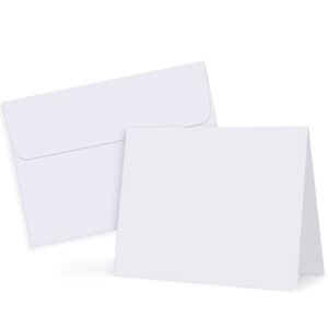 eupako white blank cards with a7 envelopes 100 pack, 5×7″ heavyweight folded cardstock and 5.25×7.25″ envelopes self seal for greeting cards, invitations, wedding, baby shower, birthday