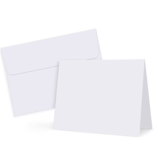 Eupako White Blank Cards with A7 Envelopes 100 Pack, 5x7" Heavyweight Folded Cardstock and 5.25x7.25" Envelopes Self Seal for Greeting Cards, Invitations, Wedding, Baby Shower, Birthday