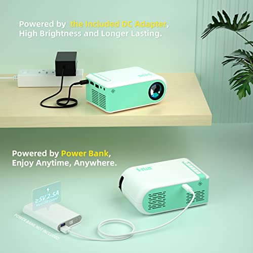 Mini Projectors, ismua Portable Projector, Outdoor Projectors Great Gift Ideas for Small Home/Dormitory/Camp, Compatible with Phone, Laptop, TV Stick Connection