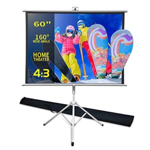 trmesia projector screen with stand 60inch portable movie screen for projector foldable tripod pull down projection screen 4:3 video screen retractable stand carry bag indoor outdoor yard movie night