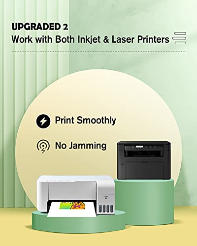 KOALA Matte Waterslide Decal Paper for INKJET & LASER Printers, No Need Spray Coating, White 8.5x11 Inch Water Slide Paper for DIY Tumbler, Mug, Nail Crafts, 5 Sheets