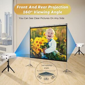 Projector Screen with Stand, 100 inch Outdoor Movie Screen with Tripods, 16:9 4K HD Portable Video Projection Screen for Backyard Home Theater Outside Movie Night Camping w Carry Bag (100 Inch)